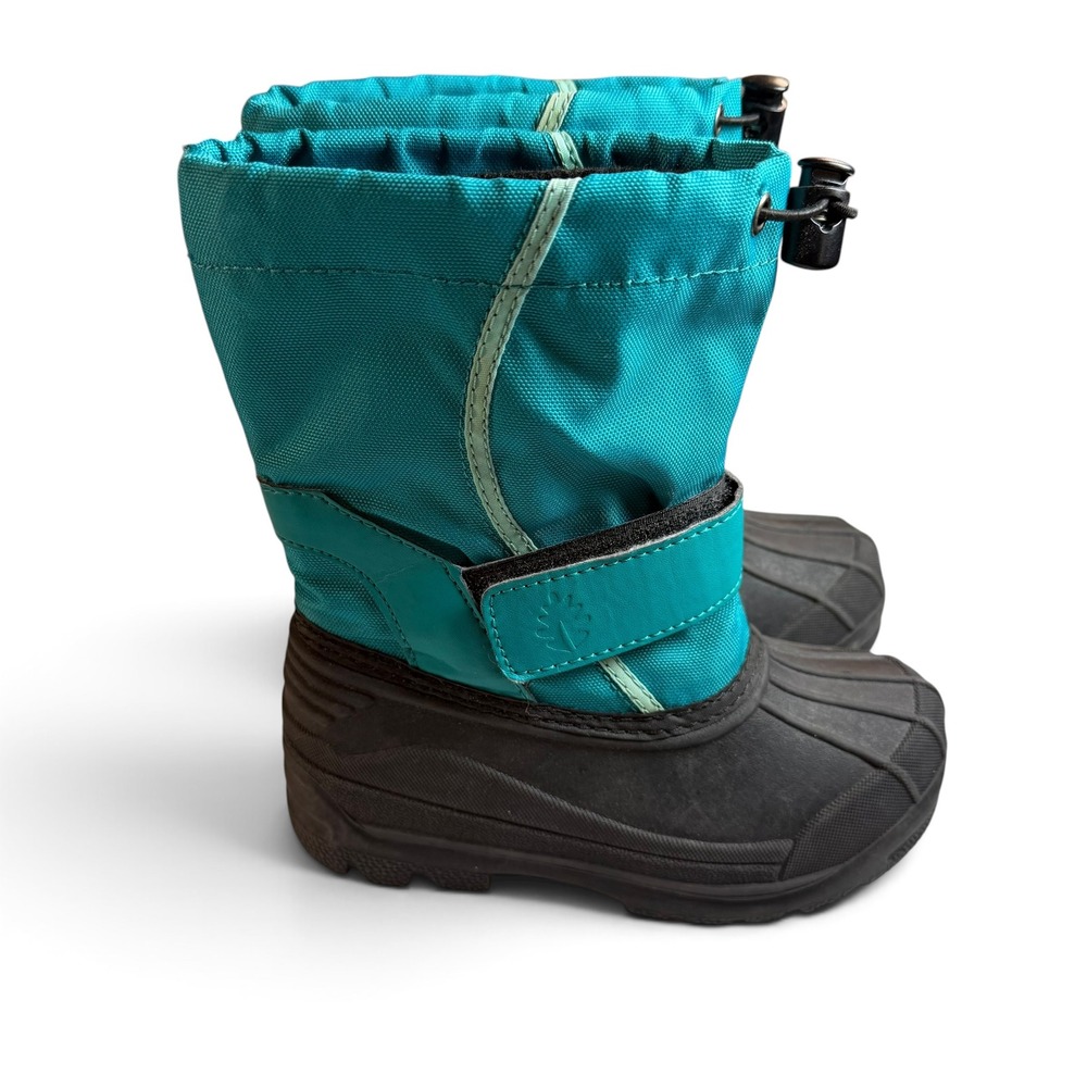 Oaki Kids Snow Boots Teal Mint Waterproof Nylon Rubber Winter Boots Size 11